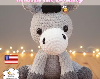 Crochet Plush donkey pattern, Donkey amigurumi, beginner-friendly donkey crochet pattern, cute plush donkey crochet pattern