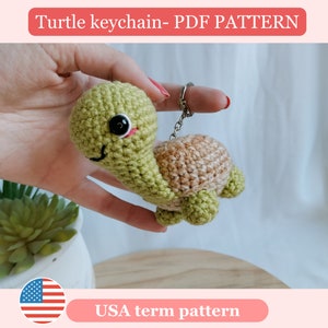 keychain turtle crochet pattern, Easy to follow turtle pattern, Keychain holder, Small turtle pattern, turtle plushie pattern
