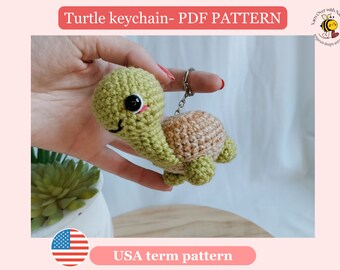 keychain turtle crochet pattern, Easy to follow turtle pattern, Keychain holder, Small turtle pattern, turtle plushie pattern