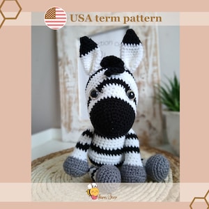 PATTERN for a Amigurumi zebra: Easy to follow crochet zebra pattern for beginners, US term crochet pattern for a amigurumi zebra pattern