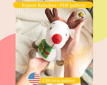 Reindeer crochet pattern, Christmas reindeer pattern, Amigurumi reindeer, crochet pattern for Reindeer