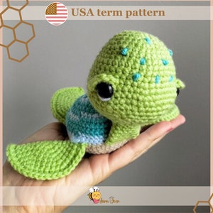 PATTERN for a Amigurumi sea turtle: Easy to follow crochet turtle pattern for beginners, US term crochet pattern for a amigurumi sea turtle