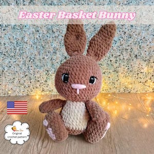Stuffed crochet bunny pattern, Gift for kids' Easter Basket, Cute plush rabbit