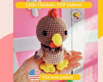 Crochet Chicken pattern, small chicken pattern, standing chicken, low-sewing chicken pattern, cute and easy amigurumi Chicken for markets