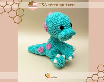 Modello di dinosauro all'uncinetto: modello di dinosauro amigurumi, modello di brontosauro, modello di dinosauro cucciolo, modello di dinosauro all'uncinetto