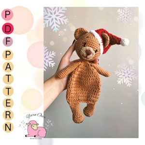 PATTERN: Christmas bear snuggler pattern, cuddle me bear pattern, amigurumi lovey bear, lovey pattern image 7