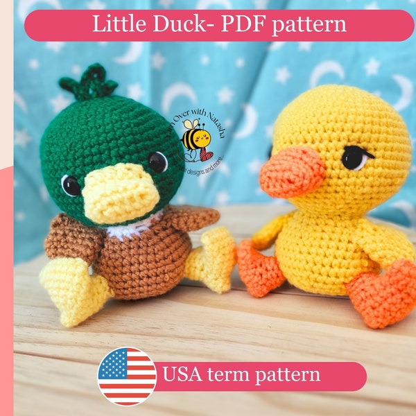 Crochet duck pattern, small duck pattern, mallard duck, low-sewing duck pattern, cute and easy amigurumi duck for markets