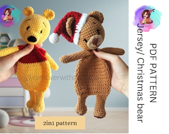 Pattern: 2in1 Crochet bear pattern, snuggler bear pattern, amigurumi bear pattern