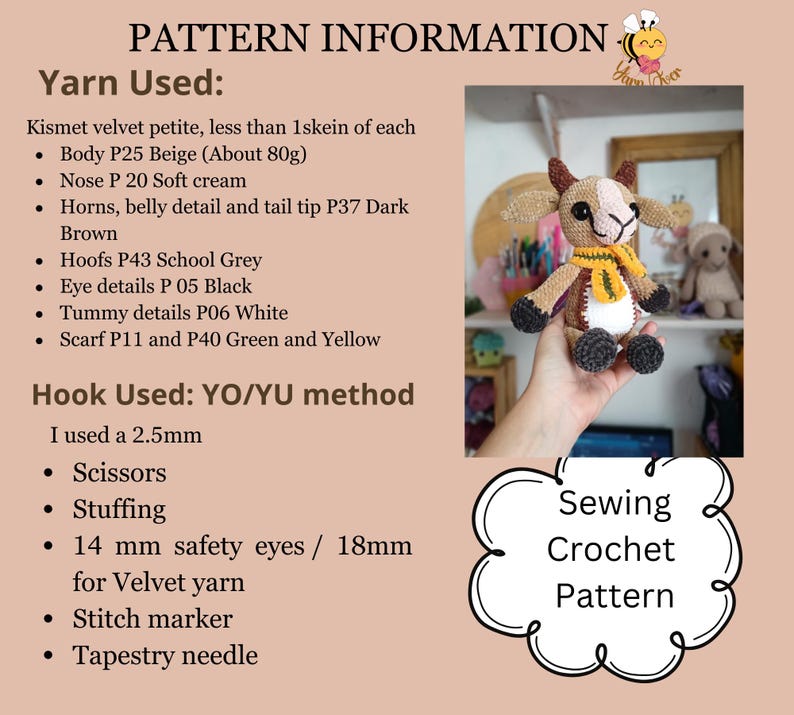 Crochet gazelle pattern, amigurumi springbok, low sew gazelle pattern, amigurumi gazelle, Cute springbok pattern, gift for kids image 3