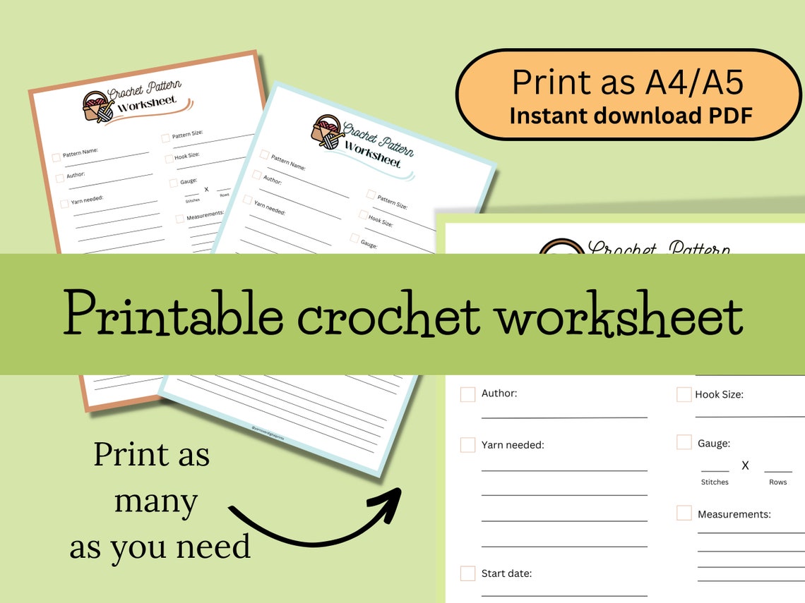 Notes Chart Crochet Printable Crochet Planner/crochet Pattern Notes PDF/ Crochet Journal ...