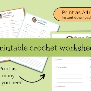 Printable crochet Planner/Crochet Pattern notes PDF/ Crochet Journal/Pattern worksheet/ Instant Download/ Printable PDF