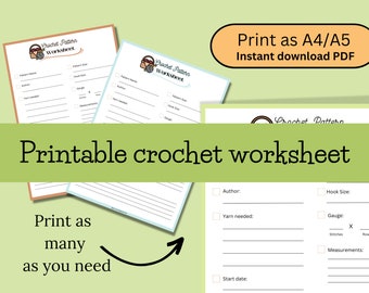 Planner all'uncinetto stampabile/Note sullo schema all'uncinetto in PDF/Diario all'uncinetto/Scheda di lavoro sullo schema/Download immediato/PDF stampabile