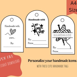 Handmade Tags Printable Handmade Tags Labels PDF Only/ Tags - Etsy