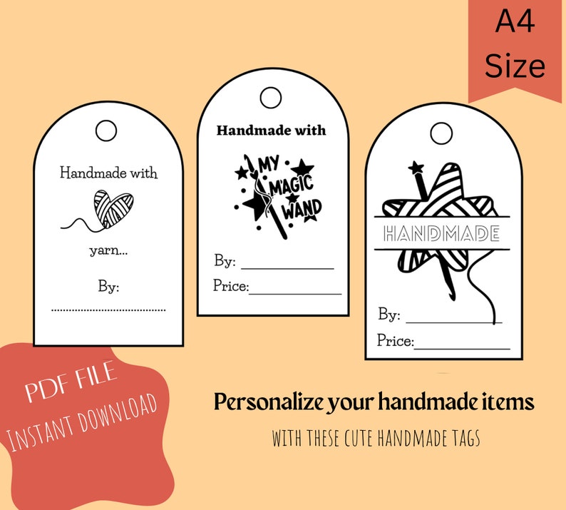Handmade Tags Printable Handmade Tags Labels PDF Only/ Tags - Etsy