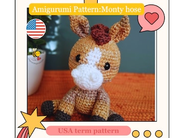 Amigurumi horse pattern: small crochet horse, market prep crochet pattern, Plush horse pattern, cute crochet farm animal pattern