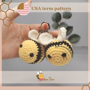 Crochet bee pattern, Crochet keychain, Easy bee pattern for markets, Keyholder DIY bee pattern