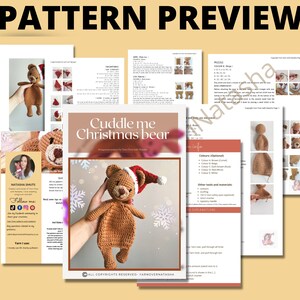 PATTERN: Christmas bear snuggler pattern, cuddle me bear pattern, amigurumi lovey bear, lovey pattern image 3