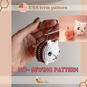 Low-sewing cat keychain crochet pattern, Easy to follow cat keychain pattern, Keychain holder, Small cat pattern, cat plushie pattern