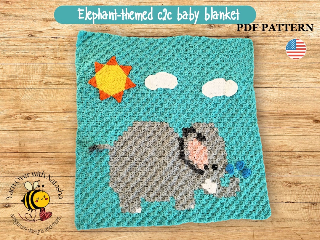 C2C Crochet Pattern, C2C Baby Blanket Pattern, Elephant Graph Pattern