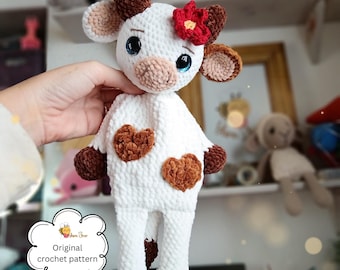 Crochet Cow Snuggler Pattern: Amigurumi Farm Animal Plush (PDF Tutorial)