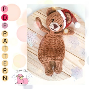 PATTERN: Christmas bear snuggler pattern, cuddle me bear pattern, amigurumi lovey bear, lovey pattern image 5