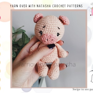 PATTERN for a small amigurumi pig: Easy crochet pig pattern for beginners, US term crochet pattern for a amigurumi pig pattern