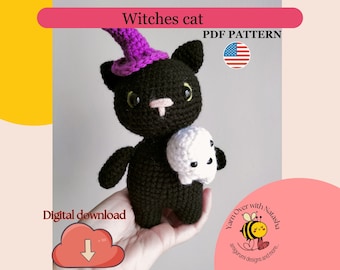 Crochet cat pattern/ Halloween cat pattern/ amigurumi cat pdf pattern/ Halloween crochet pattern