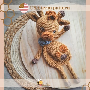 Snuggler Giraffe crochet pattern. Beginner-Friendly pattern for a crochet giraffe pattern, cute lovey pattern for baby