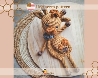 Snuggler Giraffe crochet pattern. Beginner-Friendly pattern for a crochet giraffe pattern, cute lovey pattern for baby