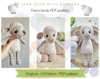 sheep amigurumi pattern-  crochet sheep pattern for beginners, lamb crochet pattern, cute crochet pattern