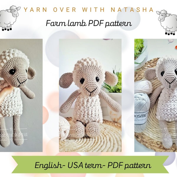 sheep amigurumi pattern-  crochet sheep pattern for beginners, lamb crochet pattern, cute crochet pattern