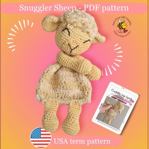 PATTERN for crochet sheep lovey: lamb lovey pattern easy for beginners, DIY crochet sheep lovey blanket pattern for baby shower