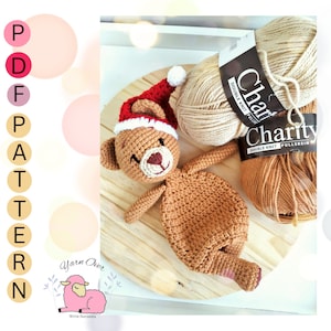 PATTERN: Christmas bear snuggler pattern, cuddle me bear pattern, amigurumi lovey bear, lovey pattern image 6