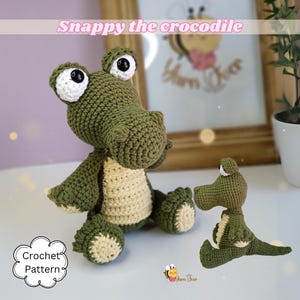 Padrão de crocodilo em crochê, pelúcia amigurumi em crochê faça você mesmo, crocodilo de brinquedo, padrão de crocodilo fácil, crocodilo de pelúcia fofo