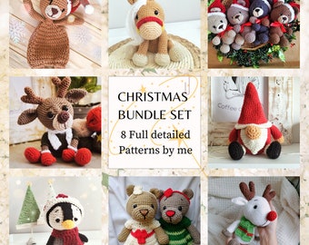 amigurumi Christmas bundle pack, Amigurumi Christmas patterns, Patternd for Christmas