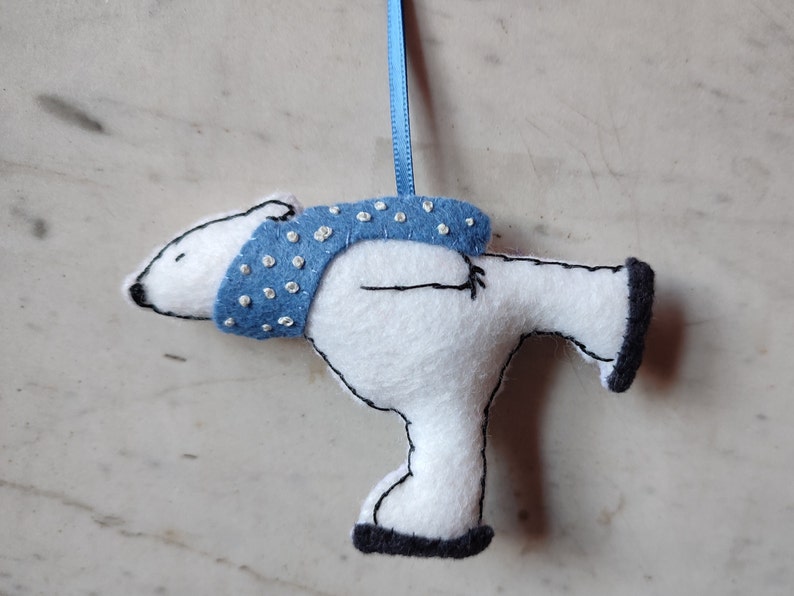 Skating Bear Christmas Decoration Felt Skating Polar Bear Etsy UK
