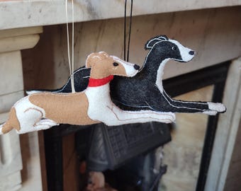 Resting Greyhounds or Whippets felt decoration
