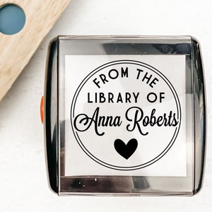 Custom From the Library of Heart Stamp | Personalized Teacher Stamp