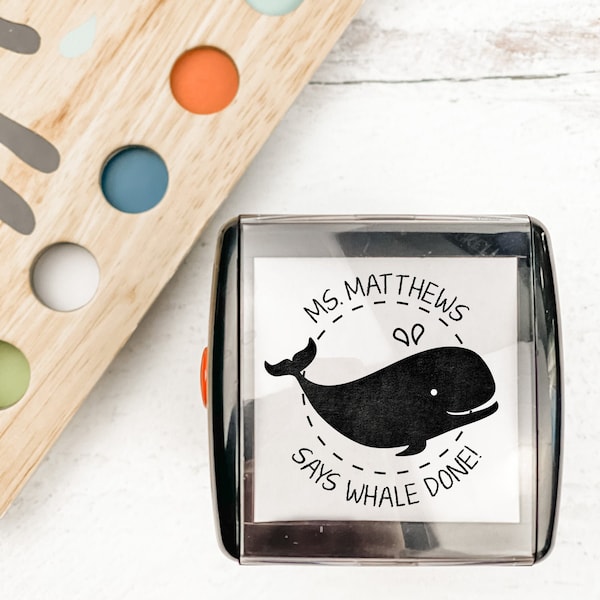 Whale Done Funny Grading Stamp | Custom Name Teacher Stamp