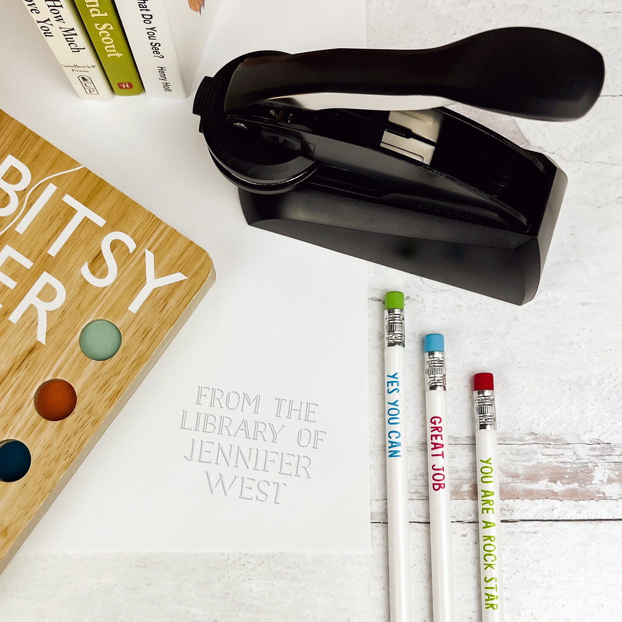 From the Library of Classic Personalized Book Embosser Etsy