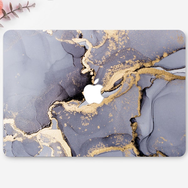 Grey Golden Marble Macbook Pro 13 Inch Case Front And Bottom Hard Cover For Apple Mac Marble Macbook Air Pro Touch Bar 11 12 13 15 16 RA0330