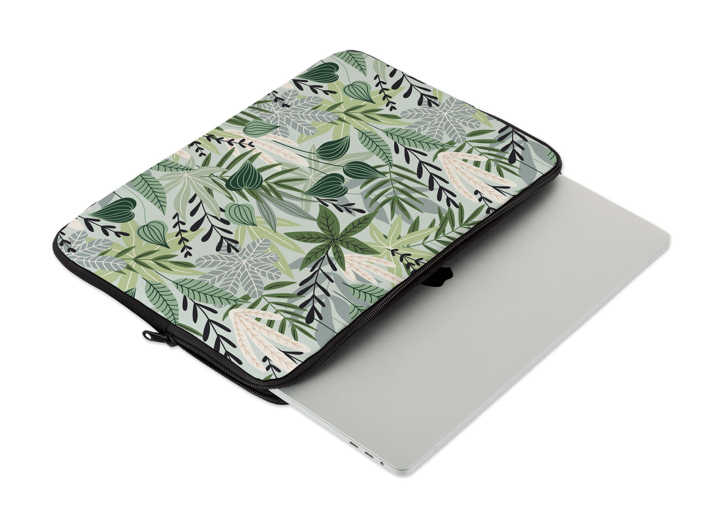 Leaves Laptop Sleeve Floral Laptop Sleeve Flowers Laptop Etsy