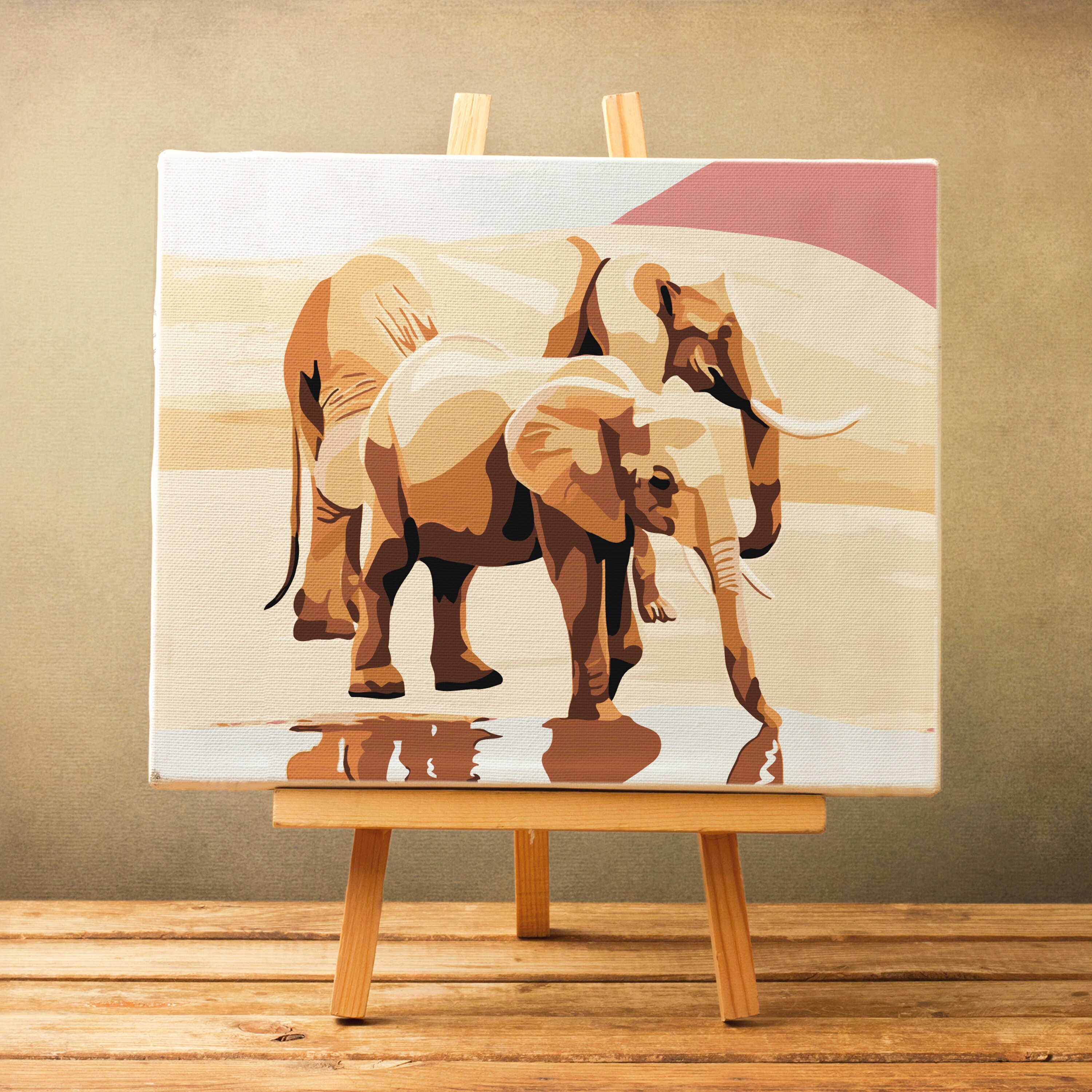 Elephants Paint by Number Kit for Adults Animals Art Diy Etsy UK