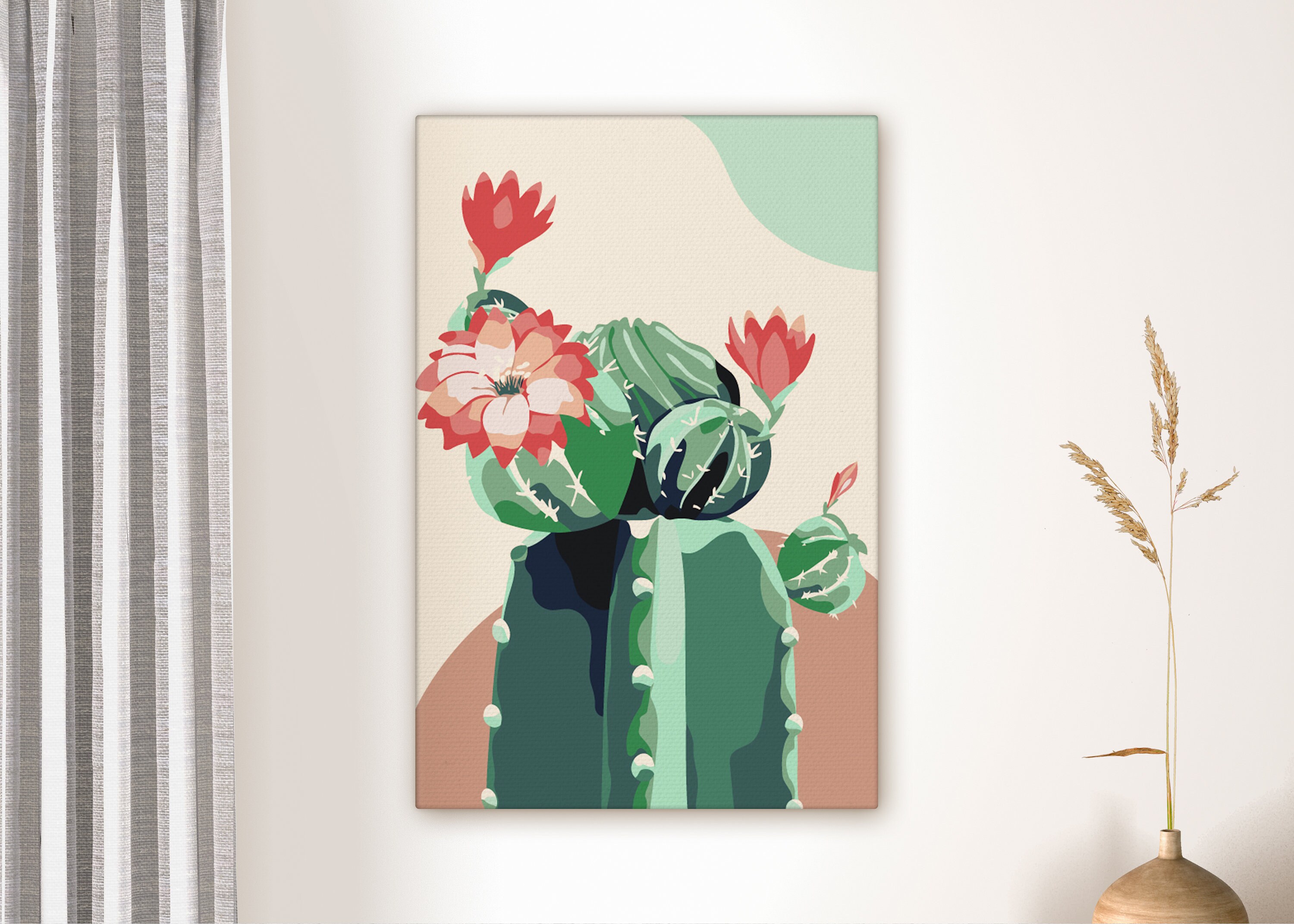 Cactus Paint by Number Kit for Adults Flower Diy Painting Kit Etsy