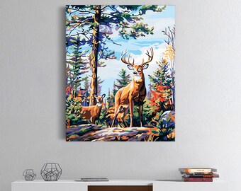 Malen Nach Zahlen „Traumwald Hirsch“ – DIY-Gemälde Für Erwachsene Auf Leinwand 40x50 Cm