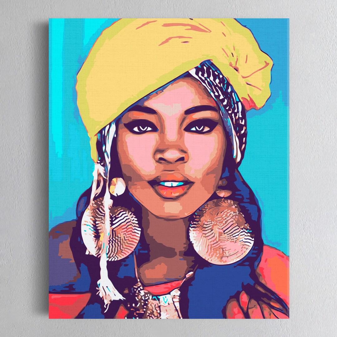 Black Woman Paint by Numbers DIY Kit Painting by Number African Girl