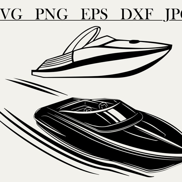 Speed Boat Svg Yacht Svg Motor Boat Silhouette Svg Files Silhouette Cut Files Cricut Lotus Clipart Cut File Instant Download AB02058