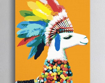 Colorful Llama paint by number paint by numbers Animal paint by number kit color by number Modern Minimalist Bedroom Living Canvas AB02075