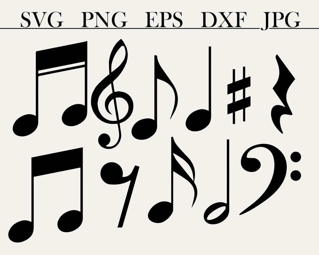 Musical Notes Svg Acoustic Guitar Cut File Notes Svg Files Silhouette ...