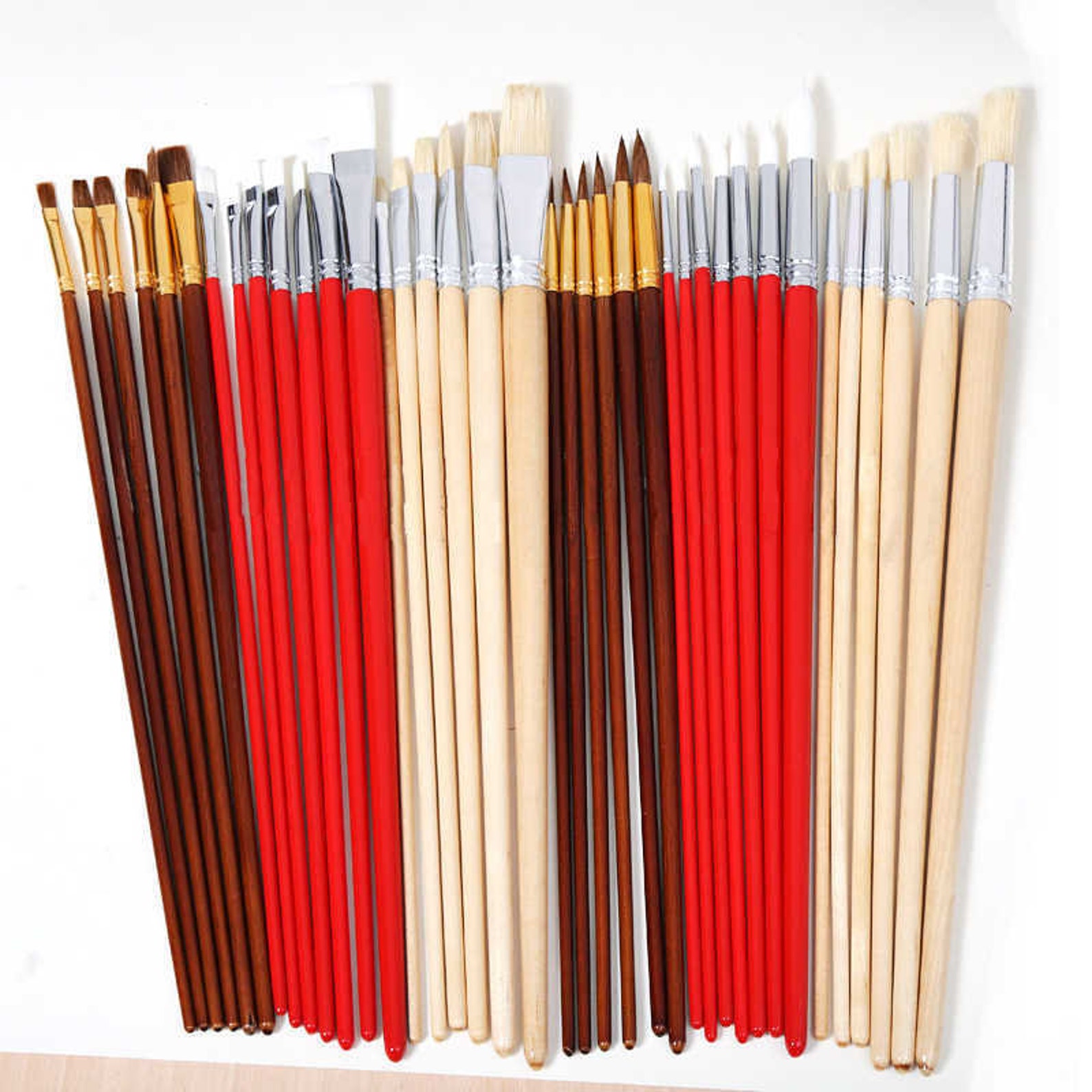 Paint Brushes Set Different Shapes Professional Brushes Wood Etsy